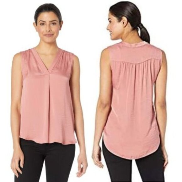 Vince Camuto Women's Sleeveless V-Neck Rumple Blouse - Picture 1 of 6